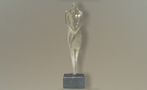 PAREJA - Medidas 26 x 5 x 6 cm - Técnica Peltre con baño de plata.
